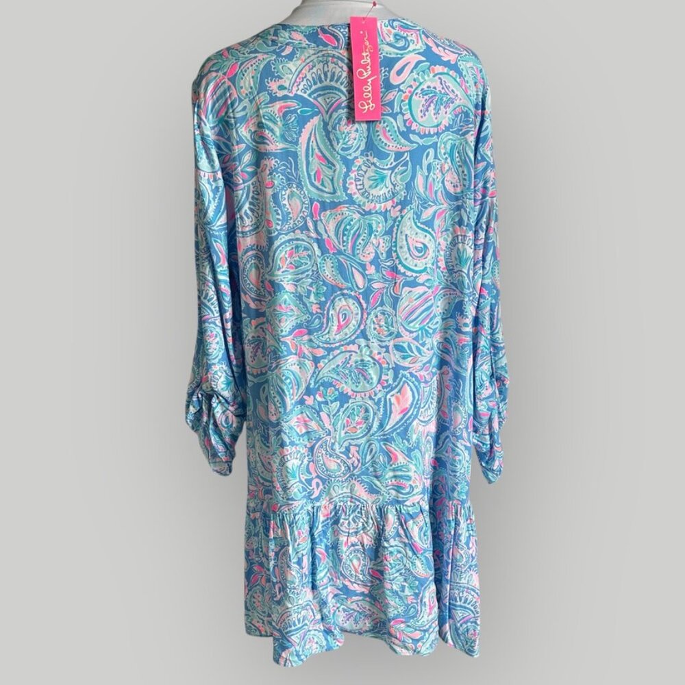 Lilly Pulitzer Women's CHARLEE TUNIC Dress Zanzibar Blue Fish Kiss XL NWT - Picture 5 of 7